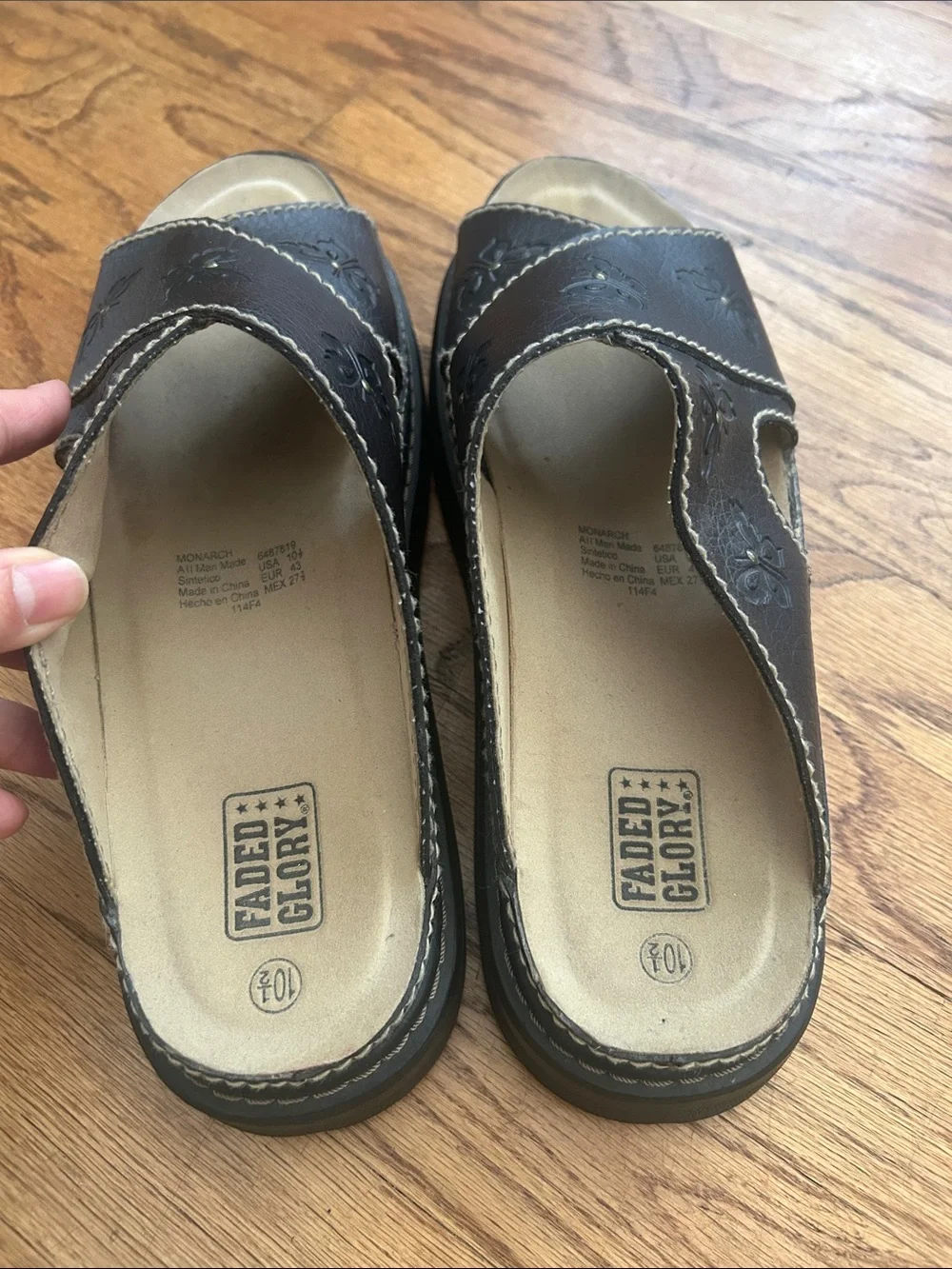 VTG Y2K Faded Glory Butterfly Chunky Platform 90s Grunge Slide Brown Size 10.5